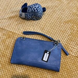 NWT Small Blue Clutch with wristlet